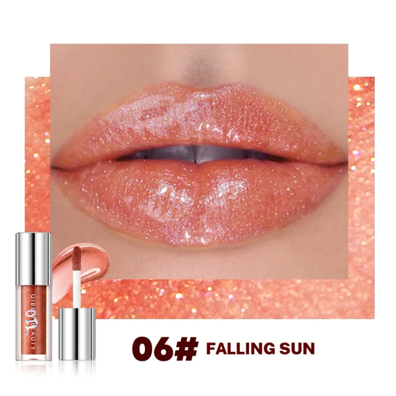 Qibest 8 Colors Moisturizing Diamond Shimmer Glitter Lip Gloss Makeup Sparkling Glitter Liquid Lipstick Pearl Lipgloss Tint — image 11