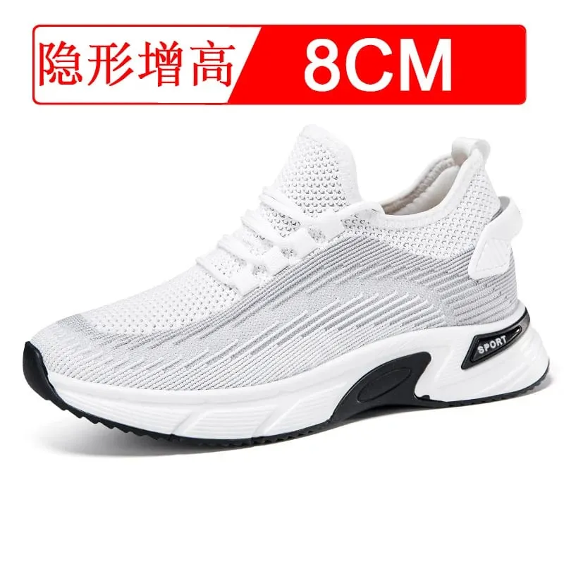 Invisible heightening shoes for men 8cm. Breathable mesh fabric sports shoes heightening inside for men's shoes size 6.