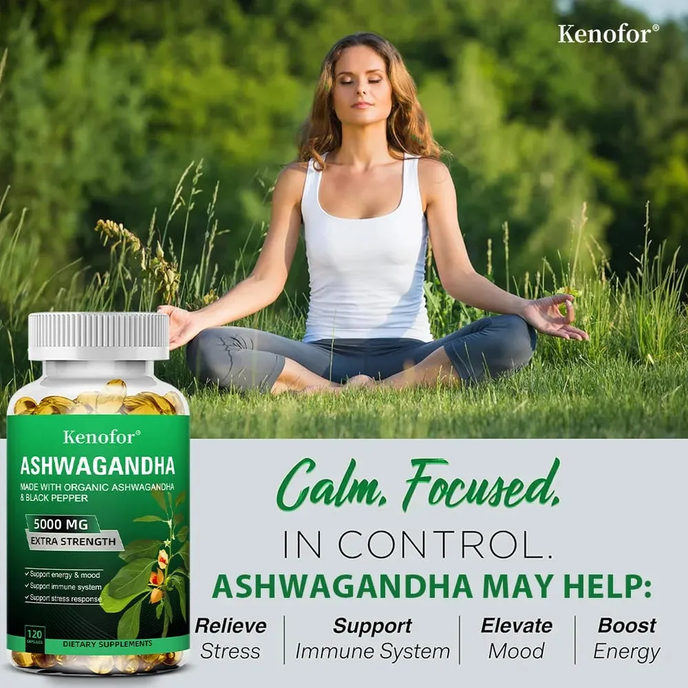 Pure Ashwagandha Root Extract Capsules 5000mg for Natural Mood Stress Focus Brain Energy Sleep Health — image 7
