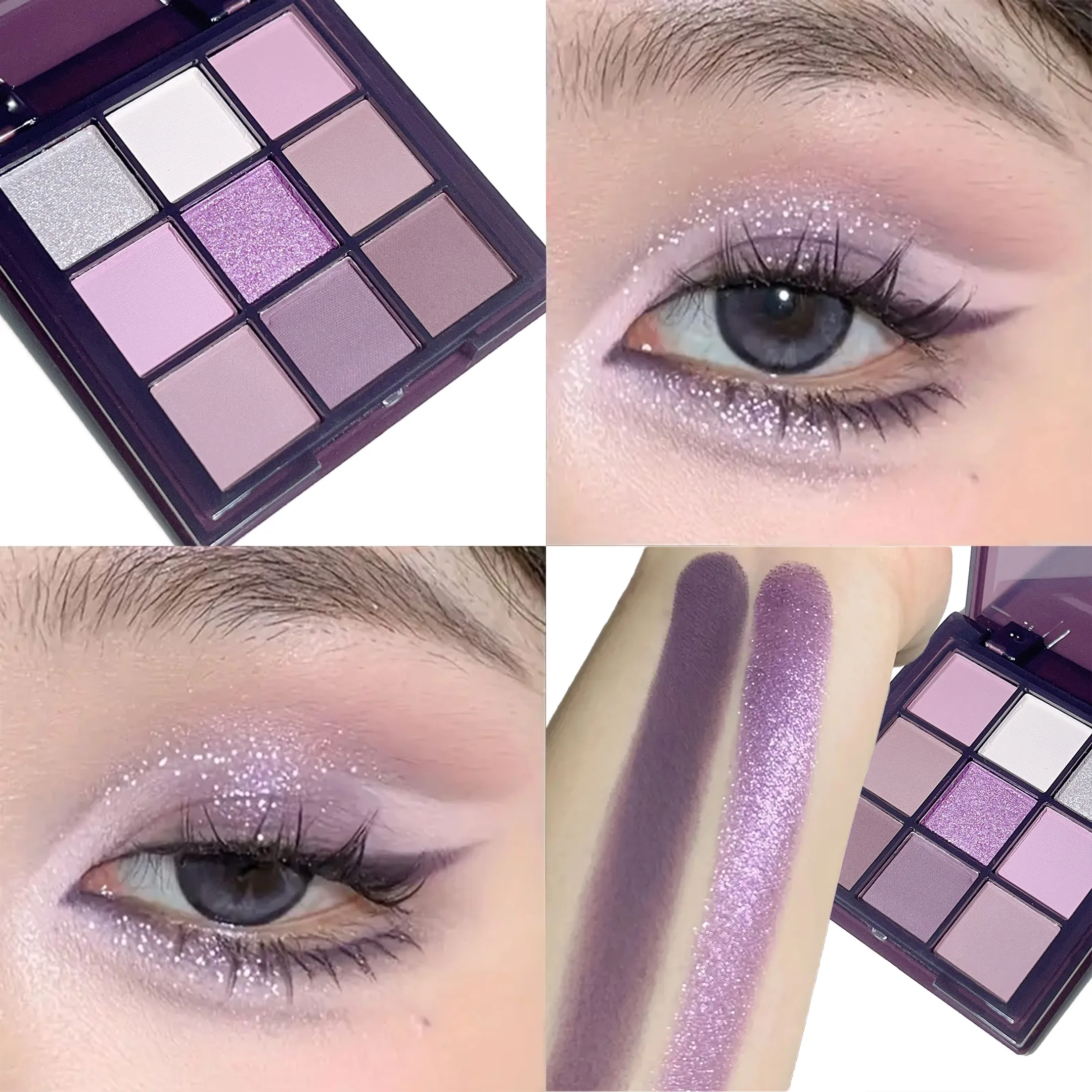 Purple Eyeshadow Palette -9 natural and shimmery finish colors for a long-lasting smoky eye makeup — image 1