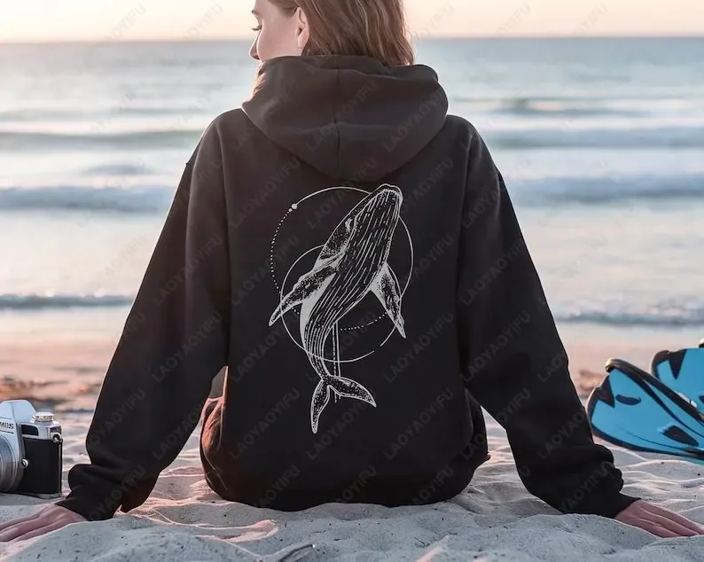 Whale Fish Sea Life Hoodie Pullover for Ocean Lovers Men Women Gift Diving Coconut Beachy Girl Autumn Fashion Sweatshirt Gifts — image 1