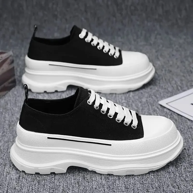Men's Canvas Summer Breathable Platform Increased Muffin Sneakers 2025 New Autumn Cloth Casual Dad Trendy Shoes