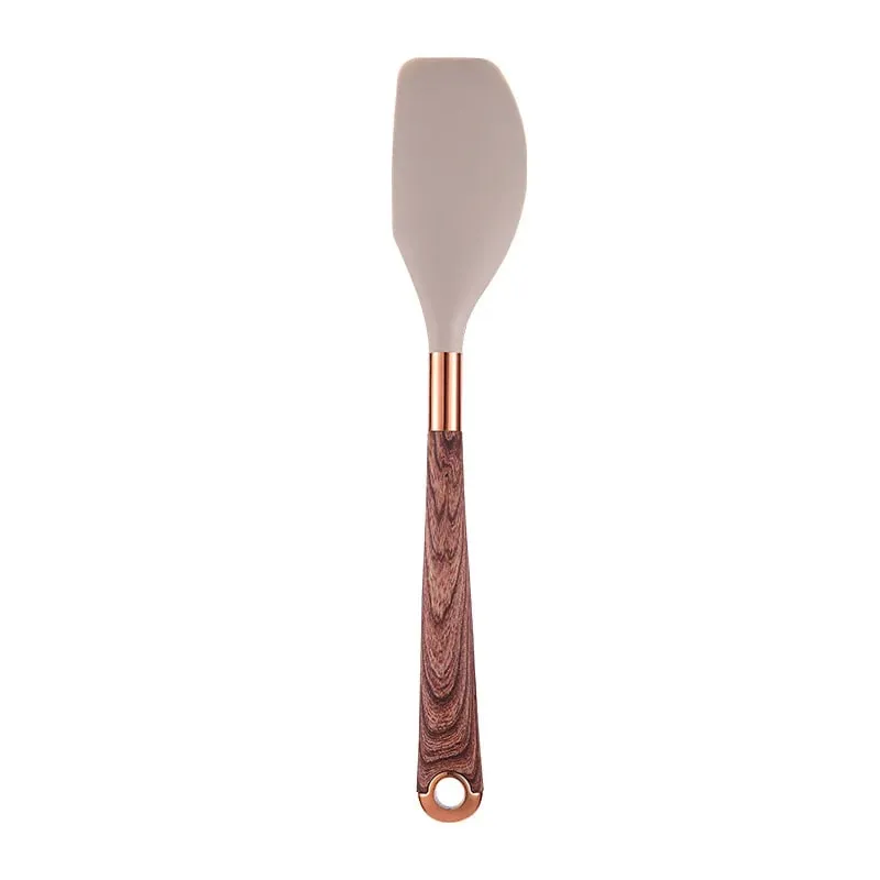 Silicone Kitchen Utensil Set 10 Pcs Cooking Utensil with Utensils Holder Wooden Pattern Handles Nonstick Cookware JT264