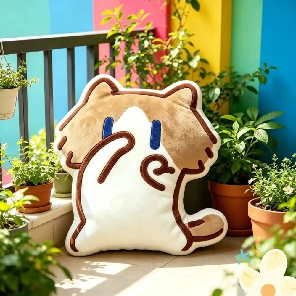 Cute Soft Monthly Salary Cat Plush Sofa Decor Home Ornament Cat Plush Throw Pillow Cartoon Cushion Cat Stuffed Pillow — image 3