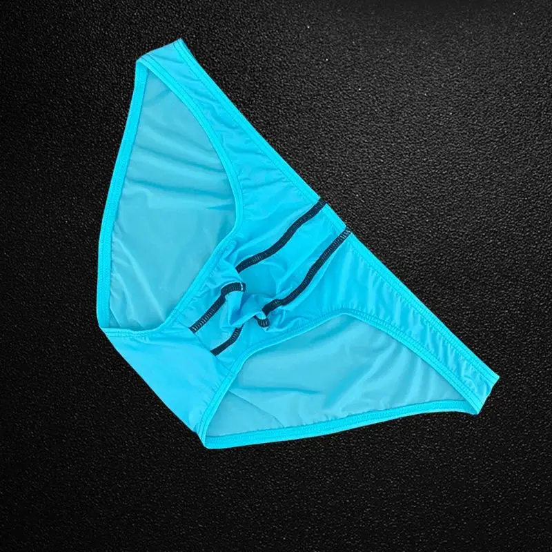 Mens Briefs Ice Silk Ultra Thin Underwear Sexy U Bulge Pouch Male Panties Elastic Comfort Quick Drying Knickers Underpants — image 4