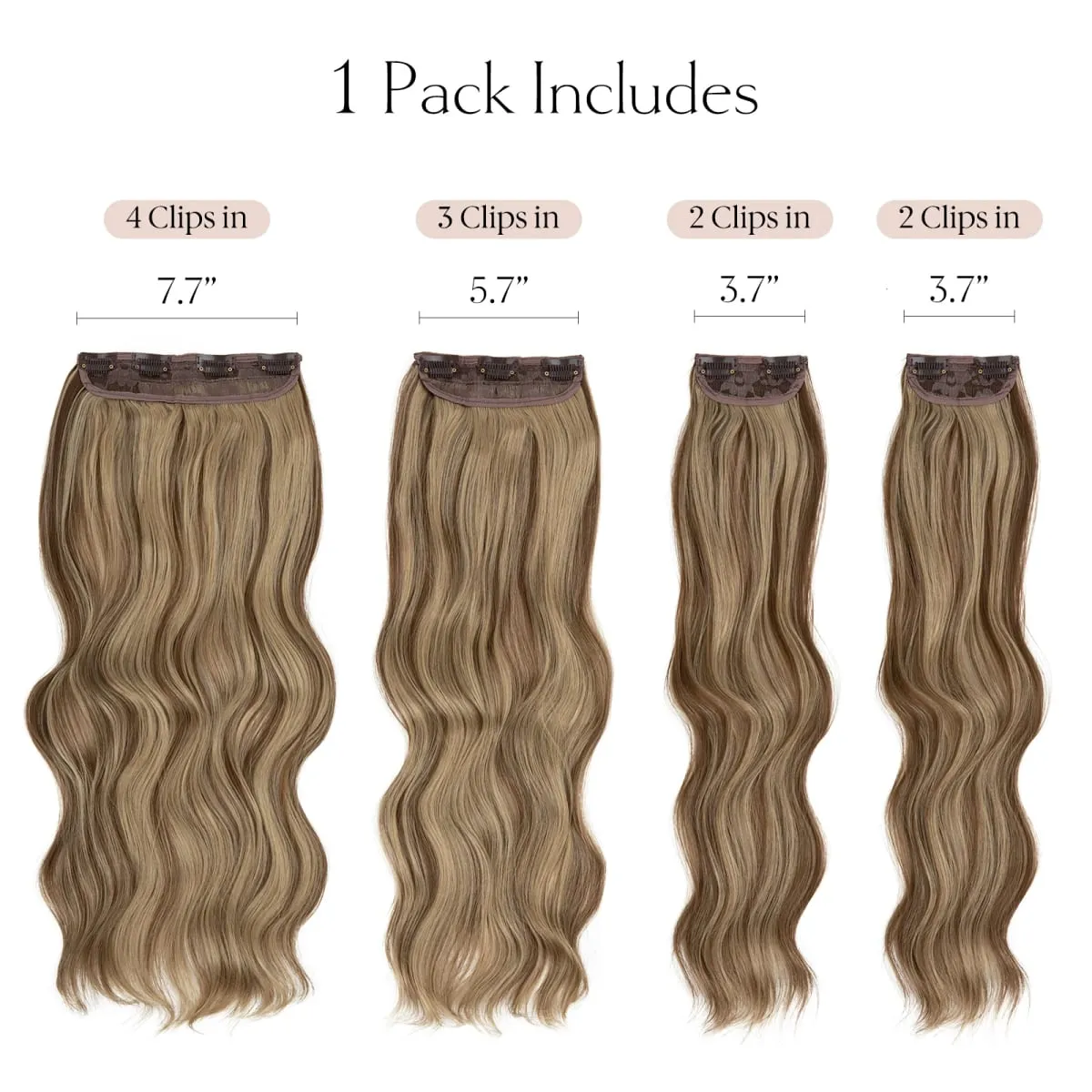 Synthetic Long Wavy Clip In Hair Extensions 22" 4pcs/set Thick Hairpiece For Women Brown Blonde Black Natural Fake Hair