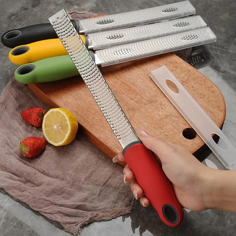 Stainless Steel Cheese Grater & Lemon Zester with Protect Cover Chocolate Fruit Grater Slicer Four Colors Optional Kitchen Tool — image 2