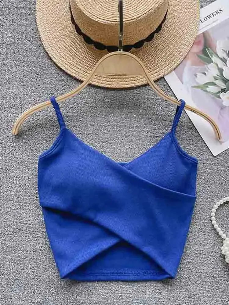 Irregular Casual Sport Camisole Women Strap Design Solid Fashion 2024 Y2K Elegant Ladies Chic Slim Tank Tops — image 3