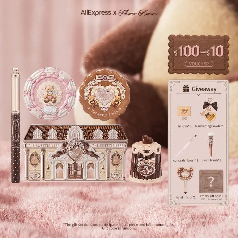 Flower Knows The Sweetie Bear Collection Makeup Gift Set includes eyesahdow+lip jelly+brow pencil+concealer+blush — image 2