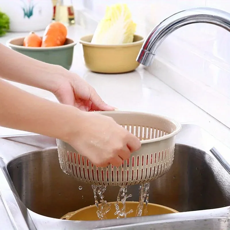 Kitchen Fruit Tray Removable Double Layer Fruit And Vegetable Basin Draining Basket Creative Household Rotating Washing Basket — image 7