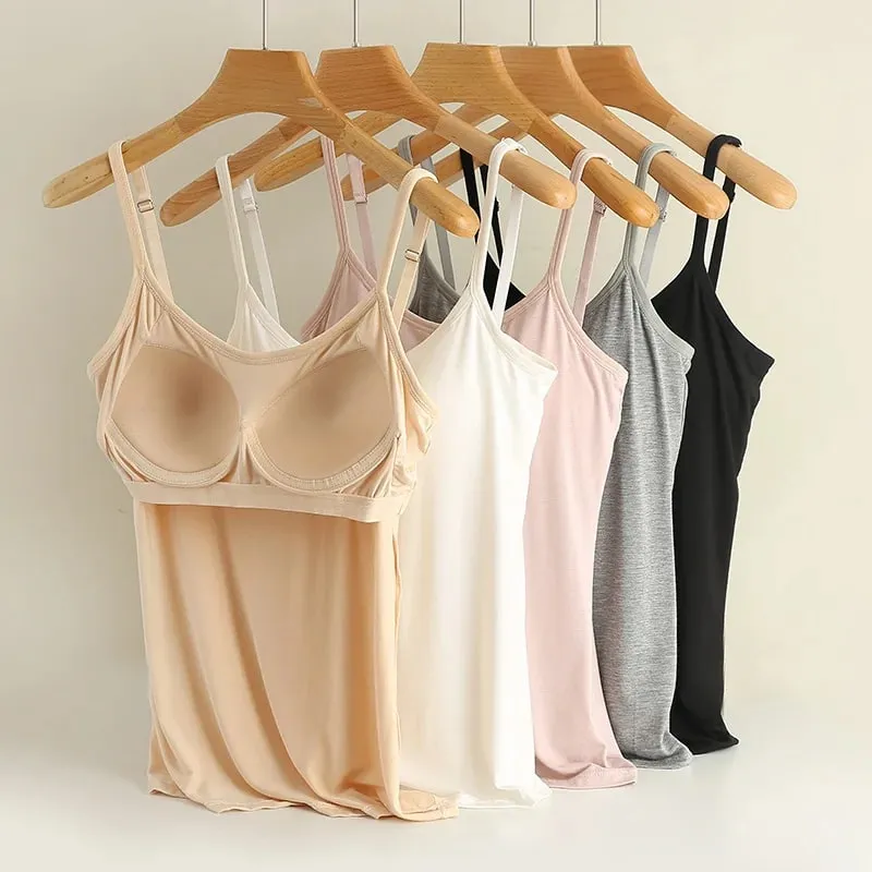 Sexy Women Tops Solid Padded Bra Spaghetti Camisole Top Women Vest Women Camisole with Built in Bra Cami Top Vest Tank Top 2026 — image 1