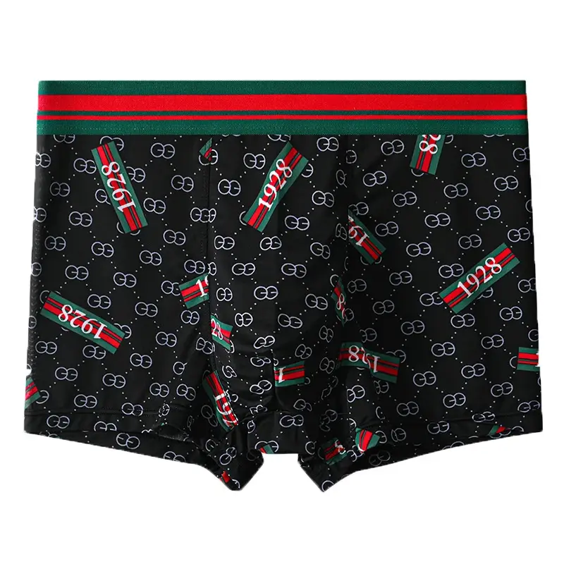 5PCS Ice Silk Men's Underwear Thin Ice Breathable Trendy Light Luxury Men's Underpants Fashion Mid Waist Loose Men Boxer Shorts