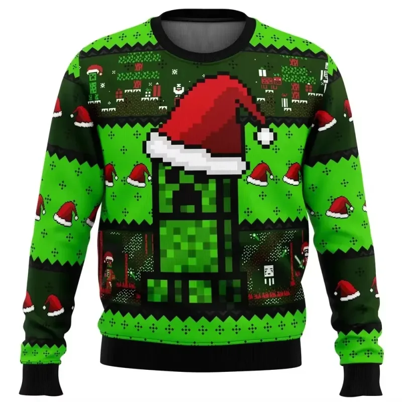Natal papai noel dos desenhos animados anime graffiti retro inverno feio camisola 3dprint harajuku pulôver giản dị engraçado mang