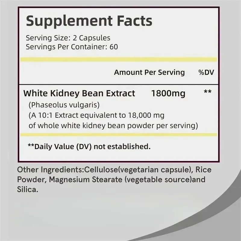 White Kidney Bean Capsules - Antioxidants Supports Digestive Health Controls Appetite Boosts Metabolism Improves Energy Levels — image 3