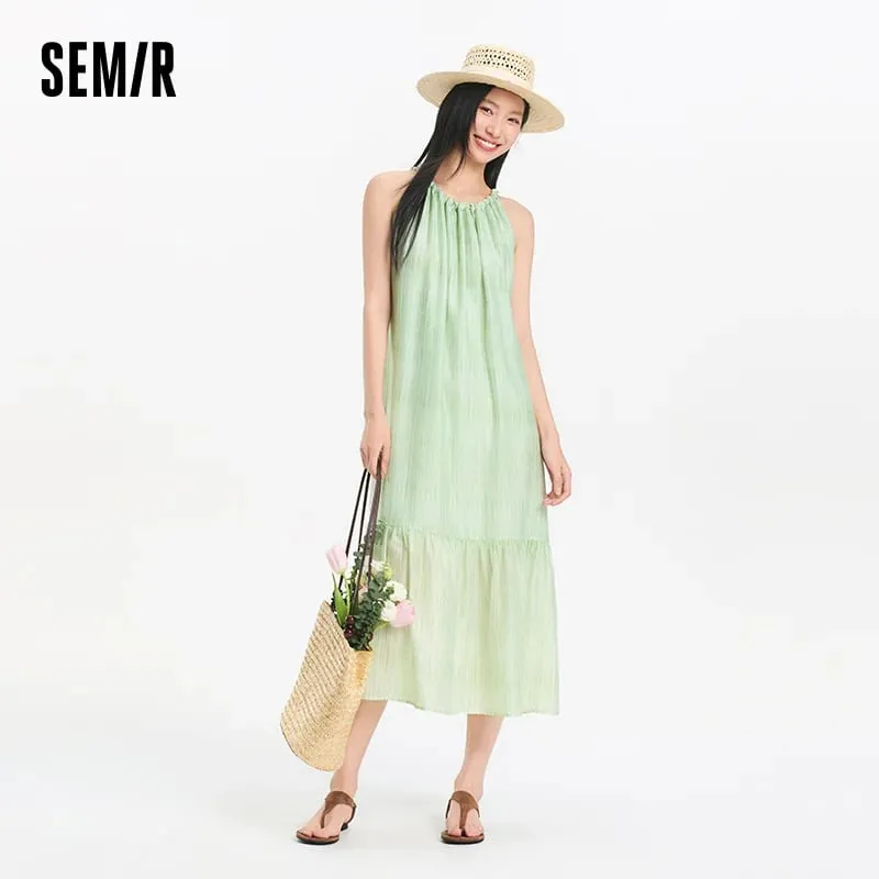 Semir Dámské šaty s mašlí Texturou ohlávka s výstřihem Vacation A Line Maxi 2026 Léto Romantické Svěží Elegantní Měkké Pohodlné Sváteční top — image 3