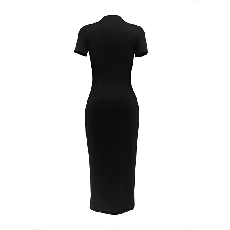 Ladies' summer GUEESS Los Angeles letter pattern printed round neck short sleeved casual slim fit sexy fashion dress — image 5