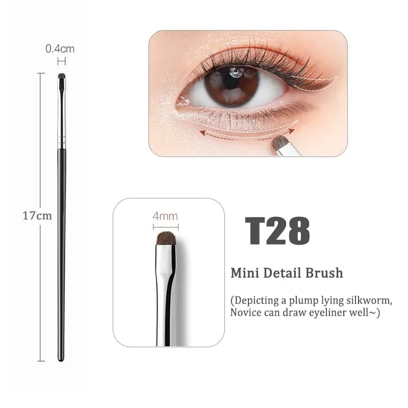 Detail Small Eyeshadow Makeup Brushes Eyebrow Brush Flat Fine Eyeliner Brush Highlights Smudge Silkworm Shadow Brush MakeUp Tool