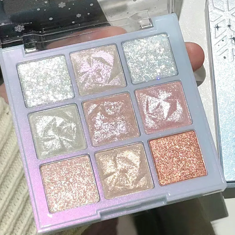 9 Colors Glitter Snowflake Eyeshadow Palette Dream Girl Pearly Eye Shadow Matte Matte Highlights Cool Tone Charming Eyes Makeup — image 2