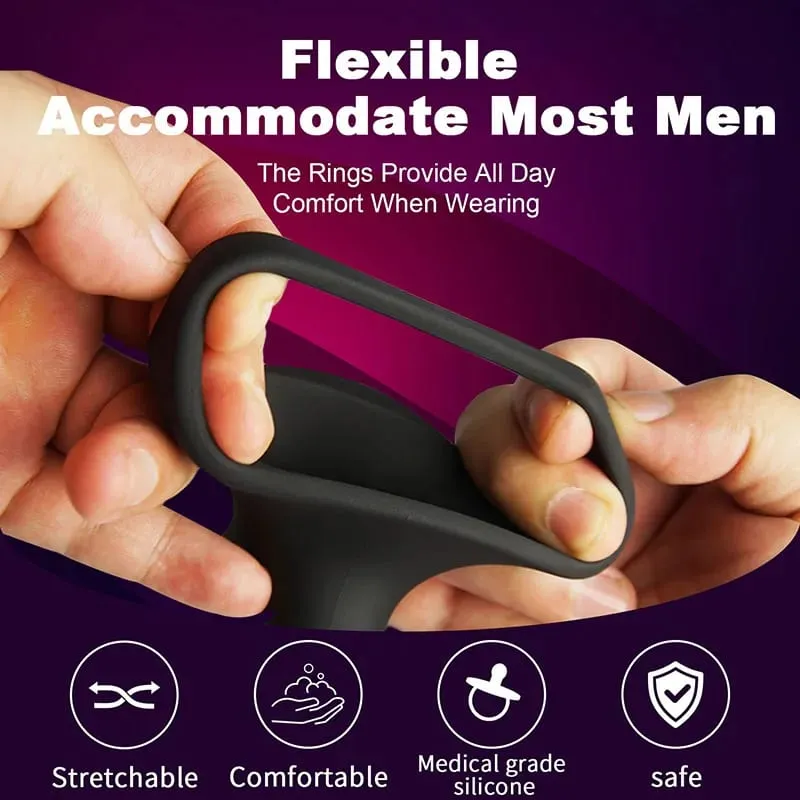 Penis Cock Ring Silicone Ball Stretcher Cockring Penisring Scrotum CBT Tug Sex Delay Ejaculation Toys BDSM Bondage Erection Men — image 3