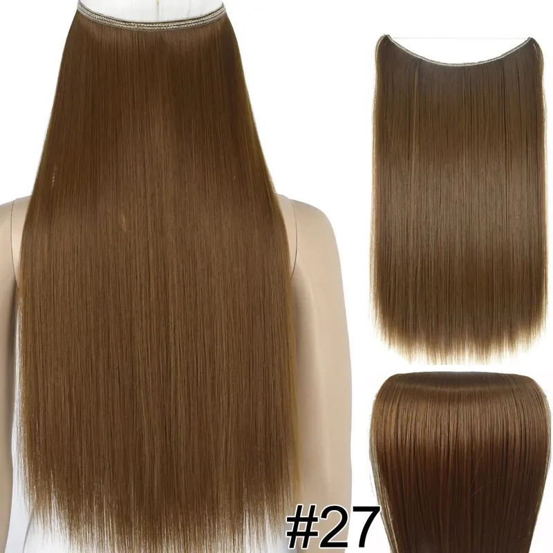 Synthetic Heat Resistant Hair Silky Straight Elasticity Invisible Wire Hair Extensions 8006 — image 26
