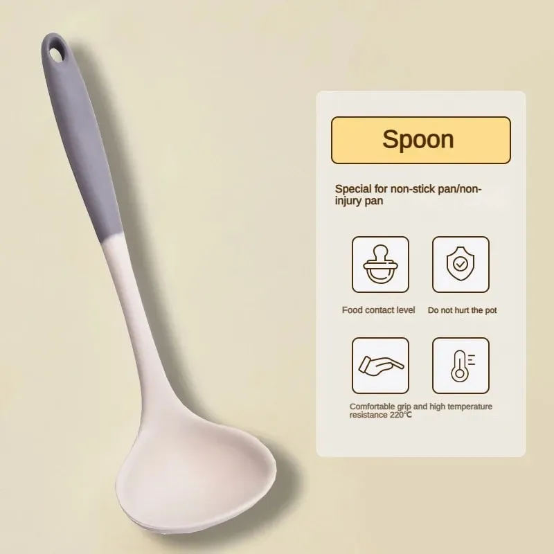 1/2/3/4set Grey white silicone spatula soup spoon set non-stick pan cooking tools kitchen cooking kit