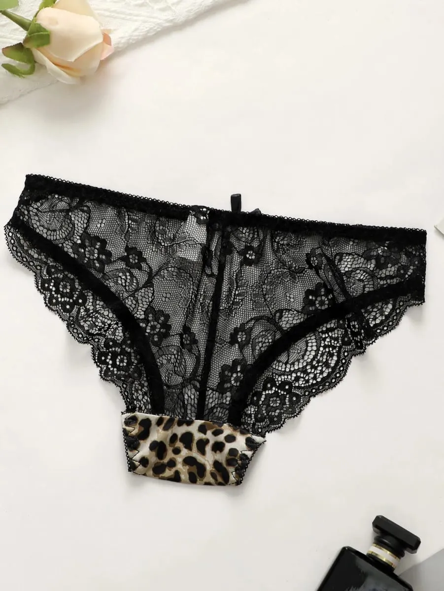 Women's Sexy Underwear Set Leopard Pattern Bra with Steel Ring Front Closure Comfortable and Breathable Lace Panty — image 6