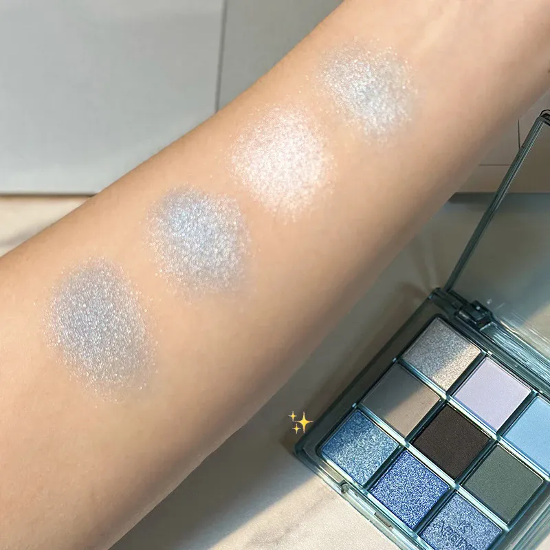 9 Colors Dark Punk Smoked Eyeshadow Palette Blue Black Pearl Matte Eye Shadow Makeup Palette Brightening Shimmer Lying Silkworm — image 5