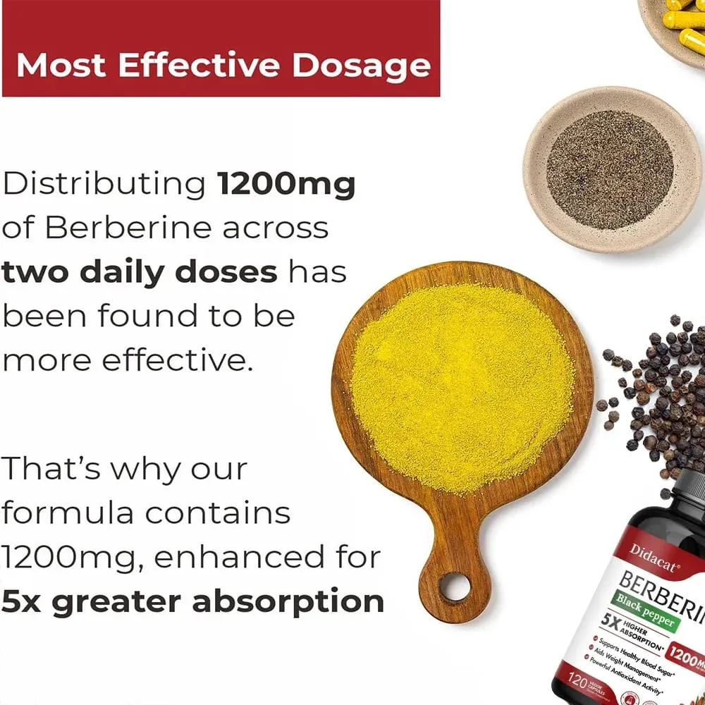 Berberine HCl Supplement - for Metabolism & Cholesterol Weight Management GI & Immunity Vegetarian Gluten-Free — image 5