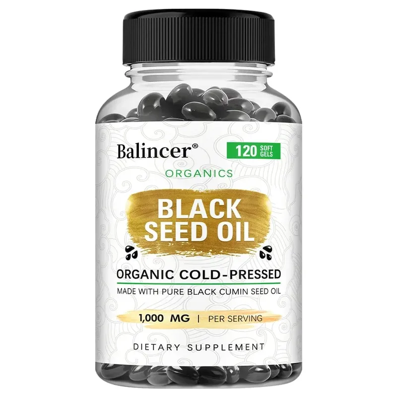 Organic Black Cumin Seed Oil 1000 mg - Immune Support Promotes Hair Growth Provides Nutritive Antioxidants Non-GMO Supplement