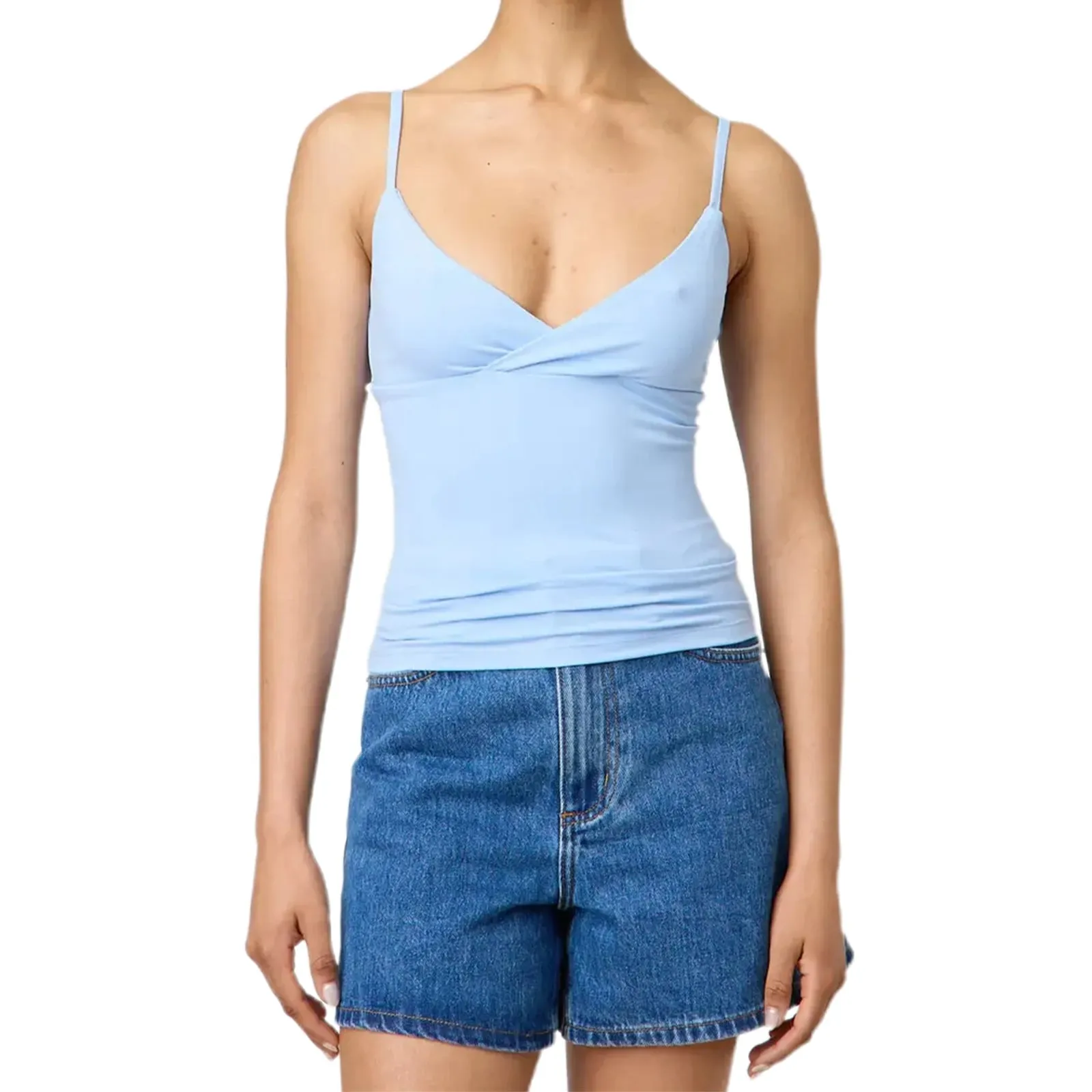 Y2k Clothes Women's Summer Cropped Cami Tops Sleeveless Open Back V Neck Solid Color Slim Fit Tank Tops — image 12