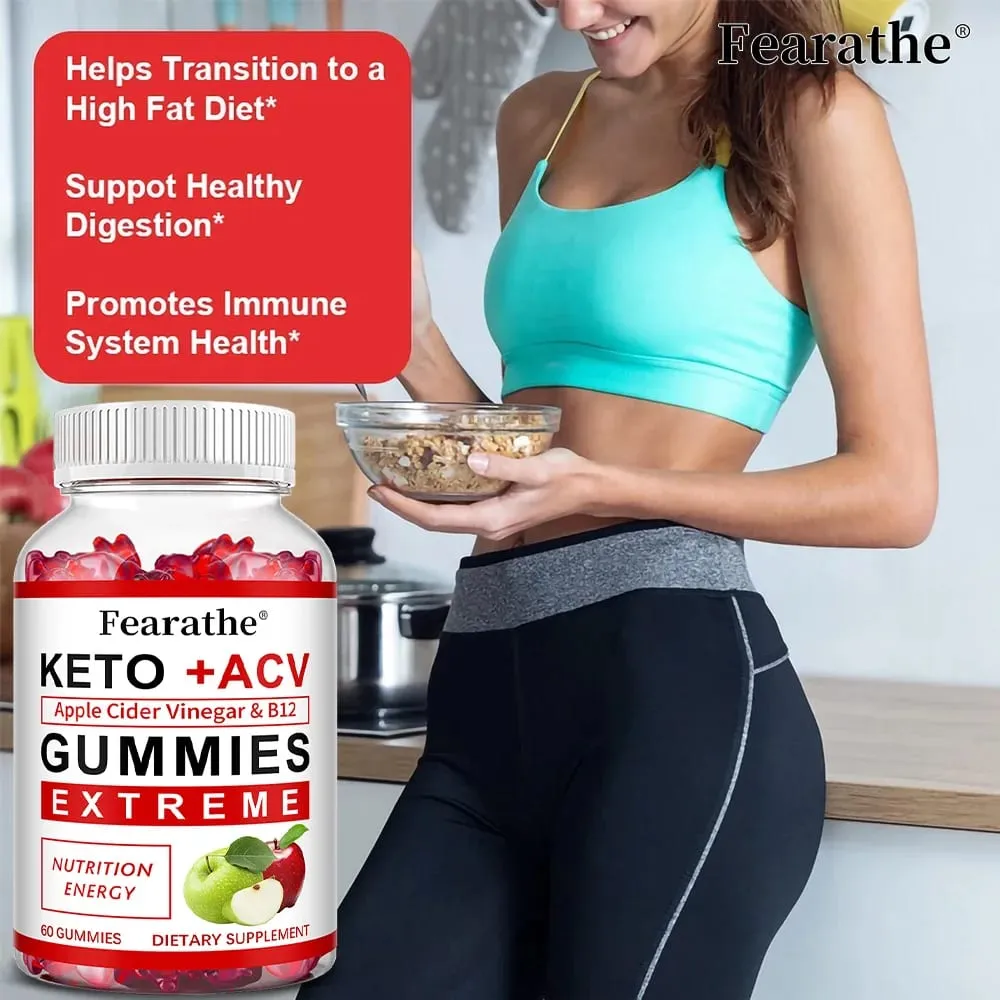 Fearathe Slimming Keto Apple Cider Vinegar Gummies Supplement Weight Loss Reduces Anxiety & Stress Boost Immune System — image 6
