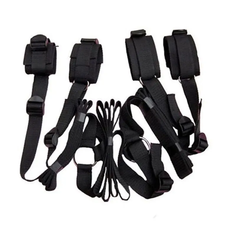 Kein Vibrator, erotisches Sklaven-Sexspielzeug für Frauen, Paare, BDSM-Bondage-Set, offene Beinfesseln, Hals-Handschellen, Fußfesseln, Riemen — image 1