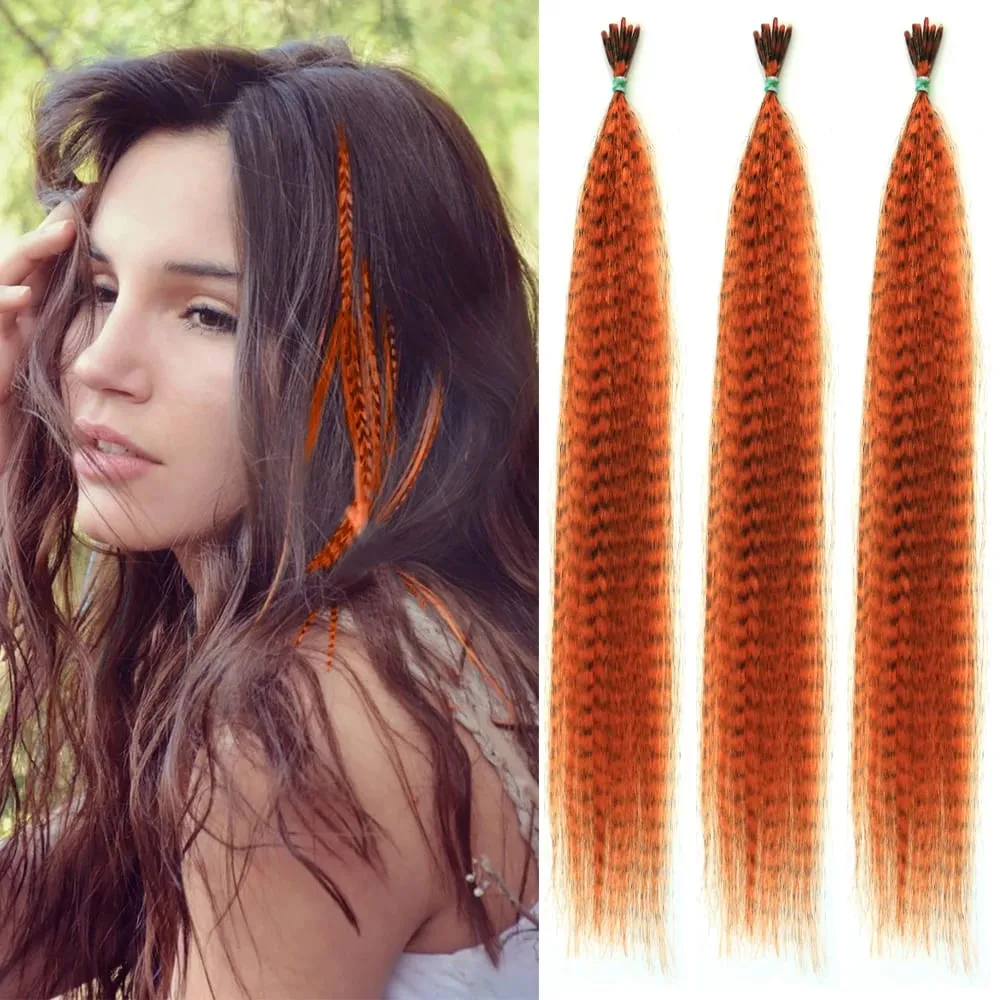 30roots สีสังเคราะห์ Feather Stripe hair Extension 16 นิ้ว I Tip Party คอสเพลย์สำหรับเทศกาลดนตรีฮาโลวีนคริสต์มาส — image 12