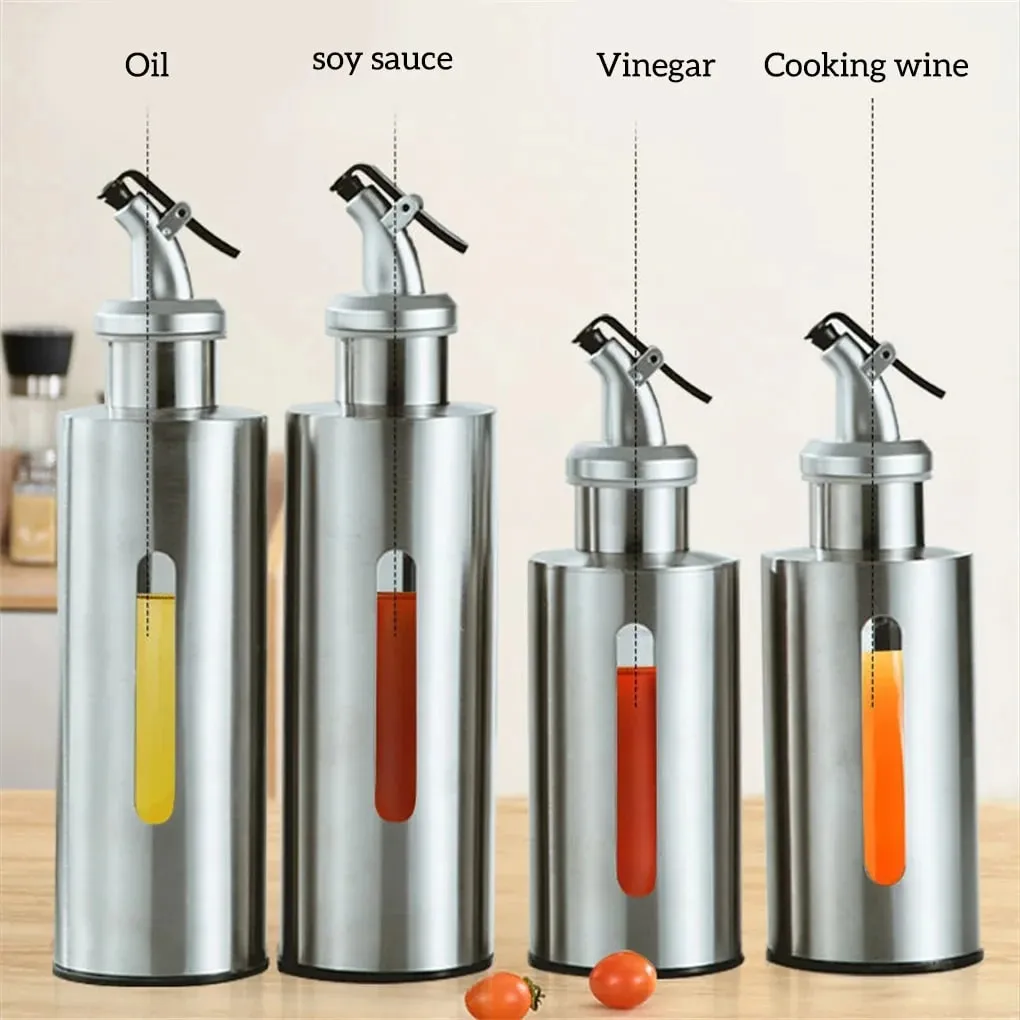 1PCS Kitchen Olive Oil Bottle Plastic Container Stainless Steel Bottle Body Pot Jar Pro Vinegar Sauce Holder Cooking Dispenser — image 2