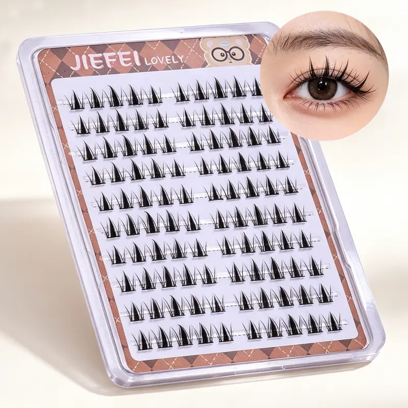 10 Rows Self‑Adhesive Cluster Lashes Glue‑Free Sectioned Individual False Eyelashes Reusable DIY Eye Makeup Extensions