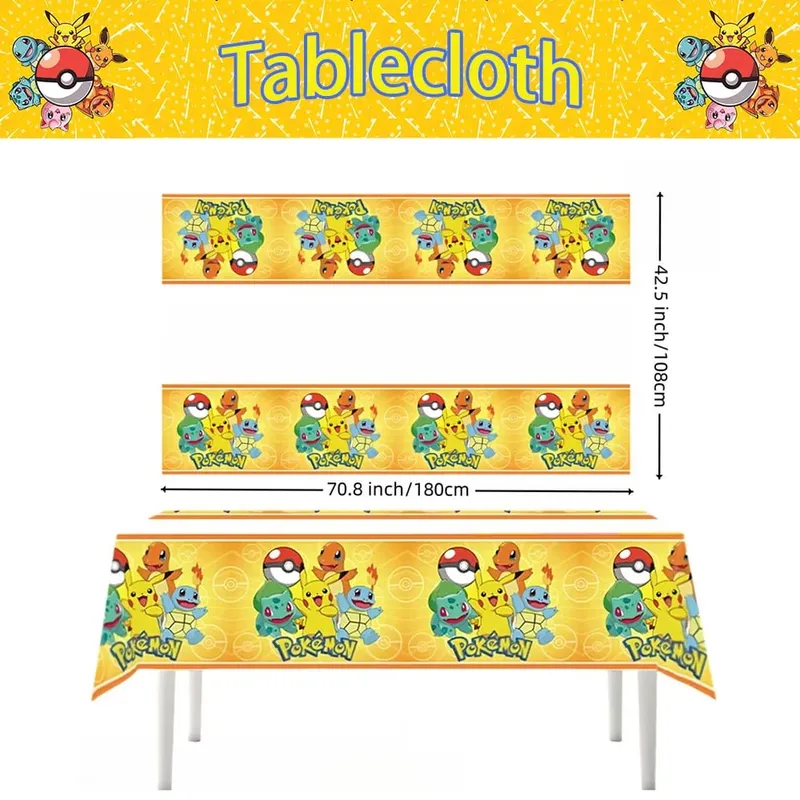 1/10Pcs Pokemon Tablecloth Birthday Decoration Disposable Tablecloth Pikachu Tablecover Kids Birthday Gifts Baby Shower Supplies — image 8