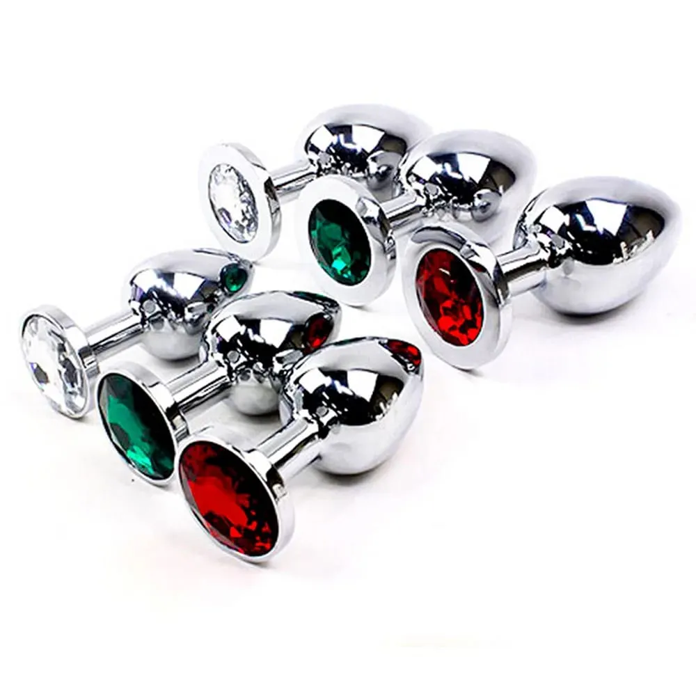 Petite Crystal Stainless Steel Silver Butt Plug Waterproof Round flared base hot Sex Products couples lover