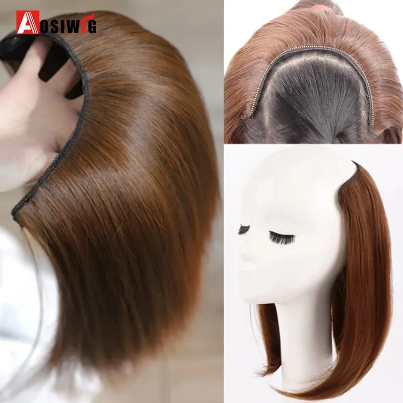 Synthetic Straight U-Shaped Hair Pad Clips In Hair Extensions Invisible Seamless Fluffy Hair Natural Fake Hair Pieces — image 2