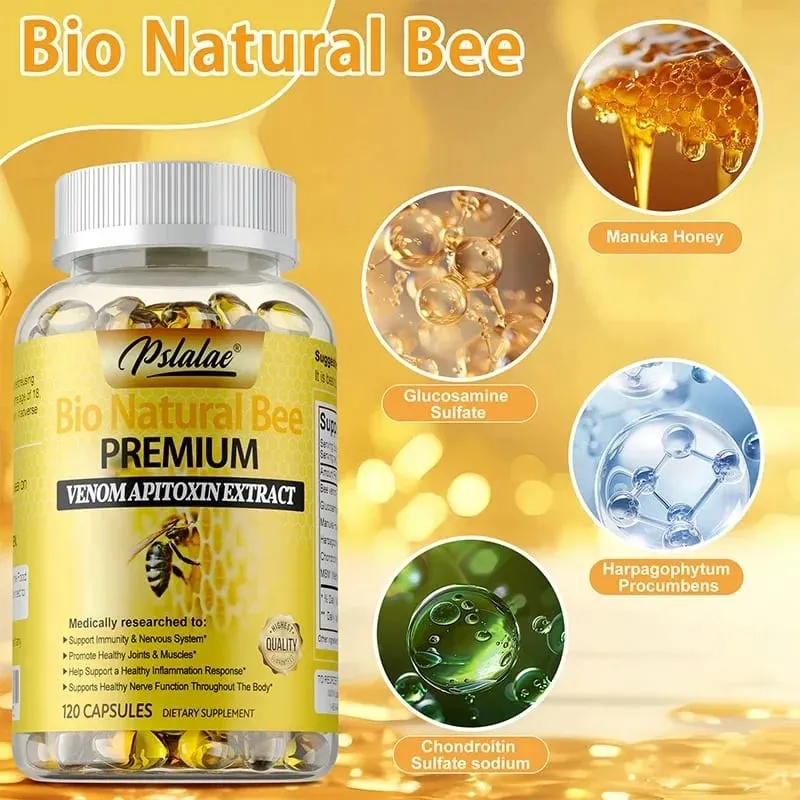 Natural Bee Venom Extract Capsules - Glucosamine Chondroitin Supplement Relieves Joint Pain and Stiffness Promotes Bone Health — image 5