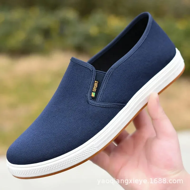 Sepatu Kanvas Pria Sepatu Flat Ringan Vulkanis Slip-On Kasual, Pengiriman Gratis Terjangkau