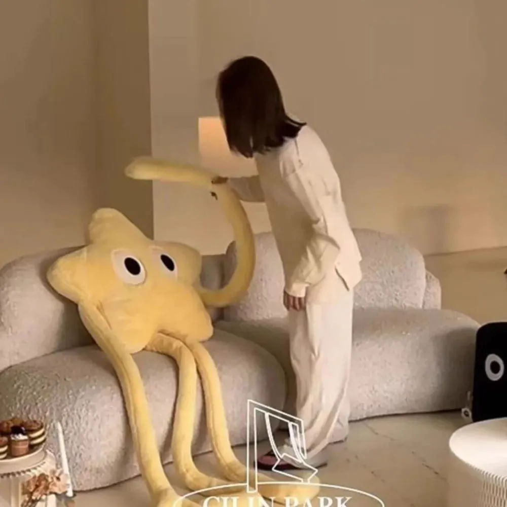 Aranyos 110 cm-es csillag plüss párna plüss puha tömött párna díszpárna lakberendezés — image 9