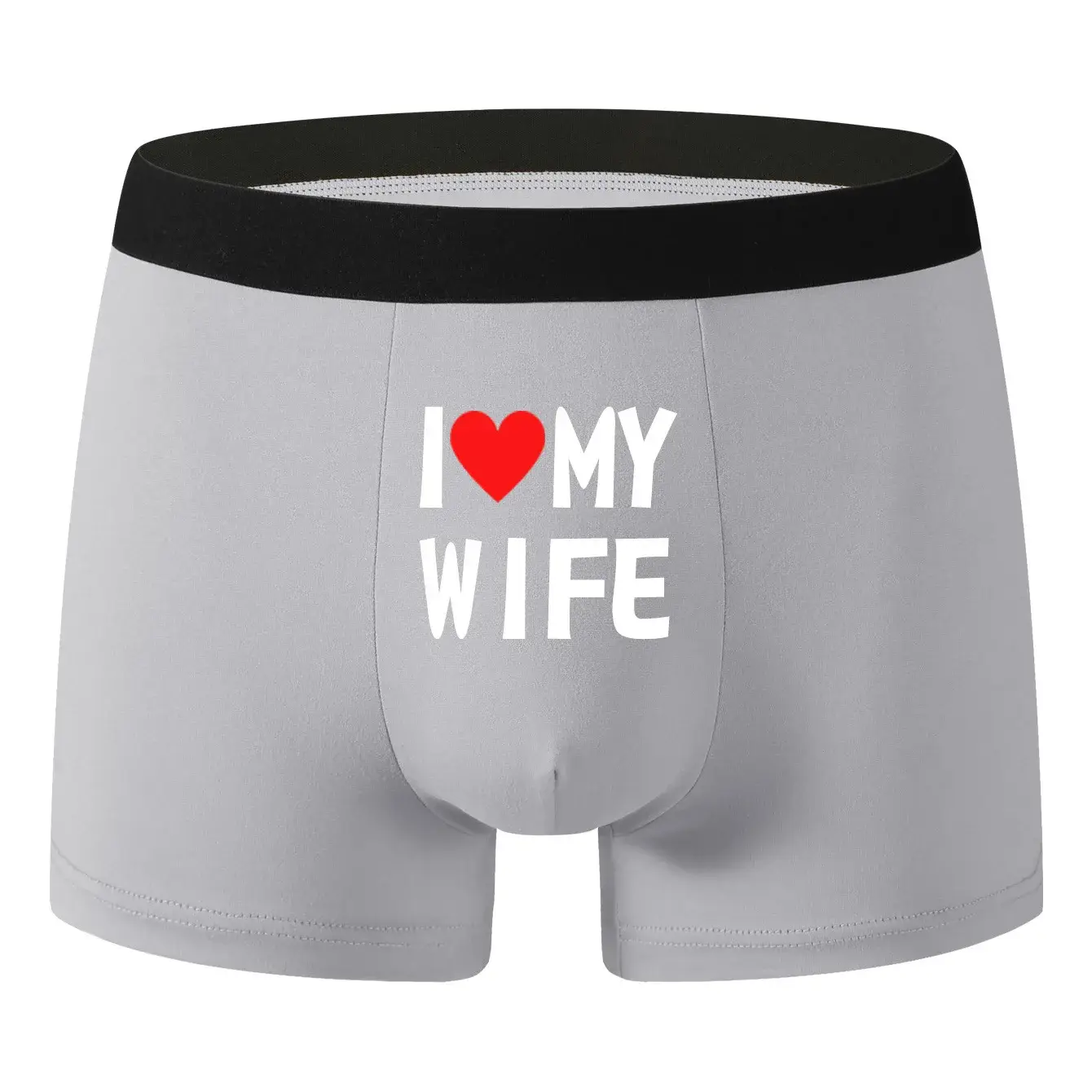 1/2PCS Heart Pattern Men Underwear Personalized Printing I Love My Wife Solid Color Fashion Soft Breathable Men Boxer Underpants — image 8