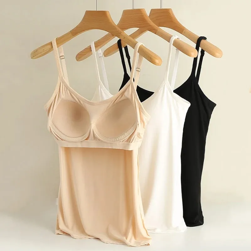 Sexy Women Tops Solid Padded Bra Spaghetti Camisole Top Women Vest Women Camisole with Built in Bra Cami Top Vest Tank Top 2026 — image 2