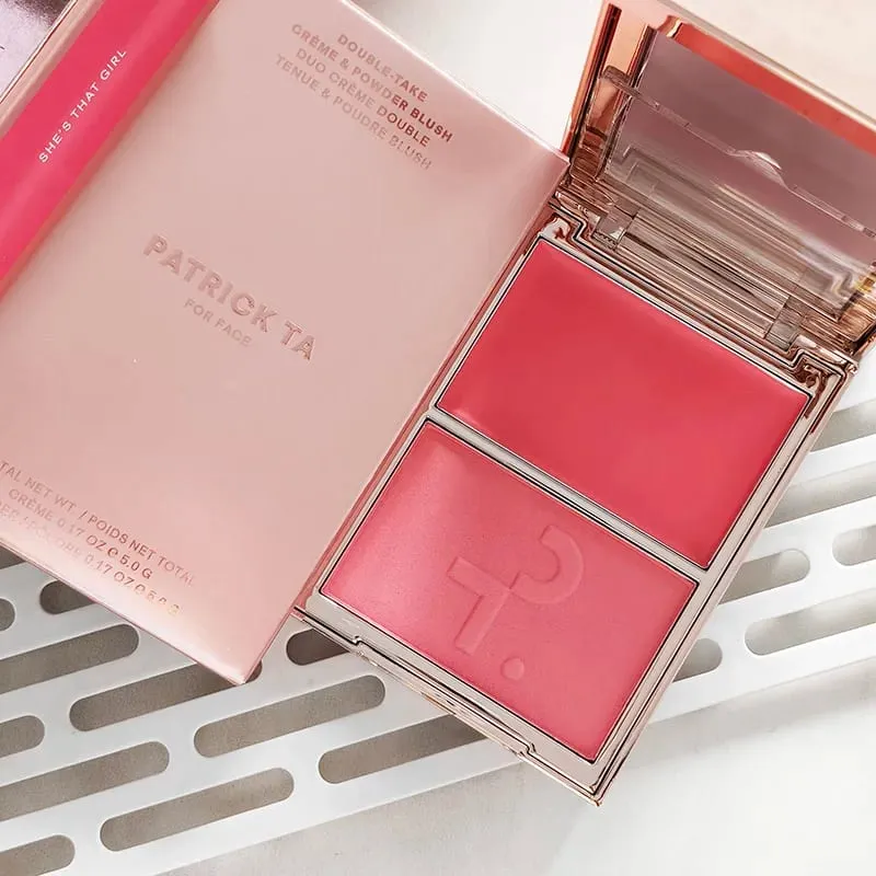 Patrick 2 in 1 Cream & Powder Blush Palette Dual Cheek Blush Duo Lasting Natural Brightening TA Makeup Cosmetics She's That Girl — image 12