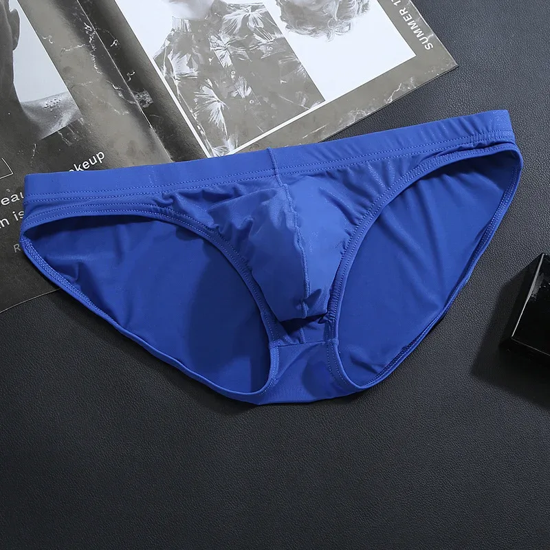 Seamless Ice Silk Briefs Men Big U Pouch Sexy Ice Silk Bikini Underwear Plus Size Low Rise Solid Color Male Panties — image 3