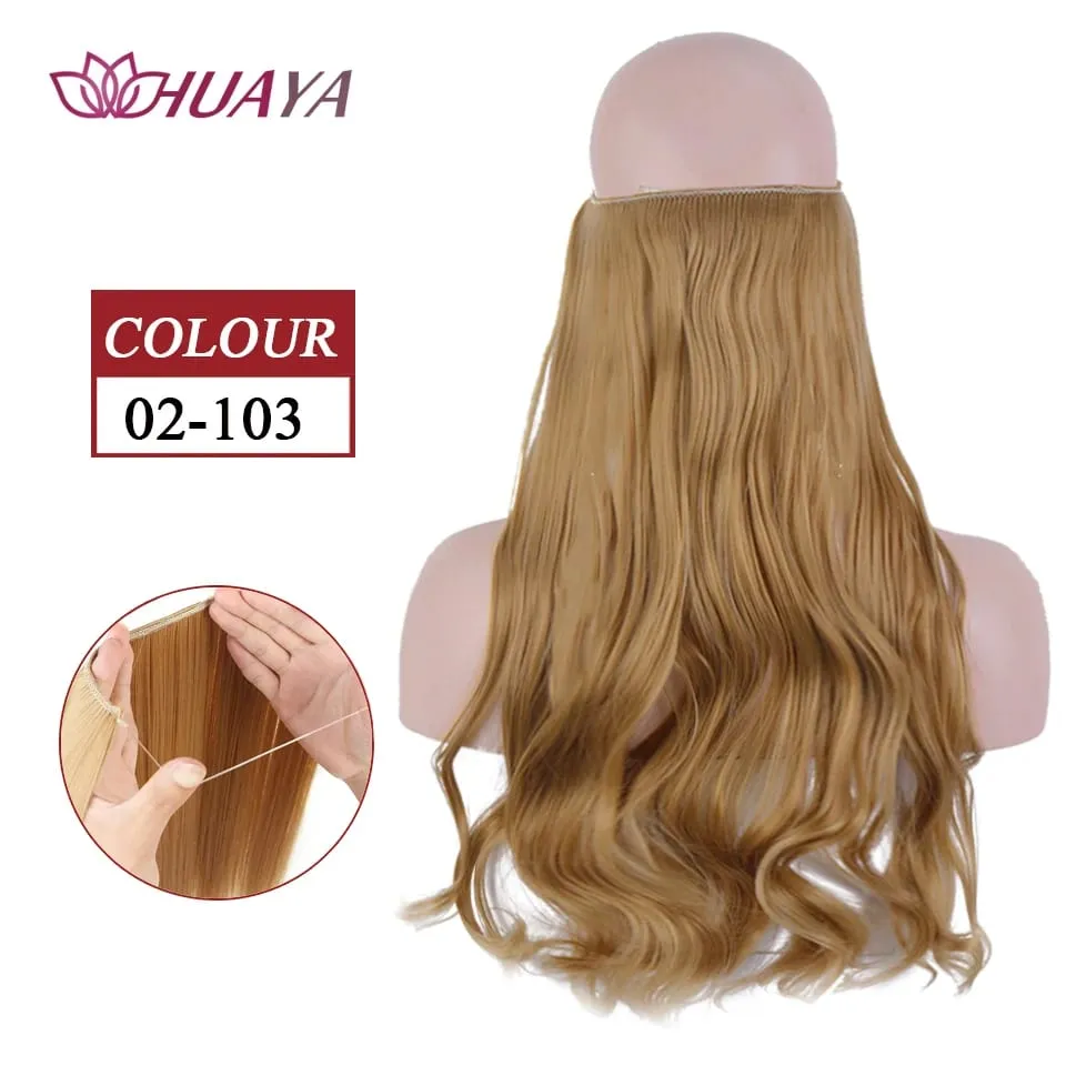 Synthetic Long Straight Invisible Wire No Clips In Hair Extensions Fake Hair Pieces Secret Fish Line Hairpieces For Women — image 26