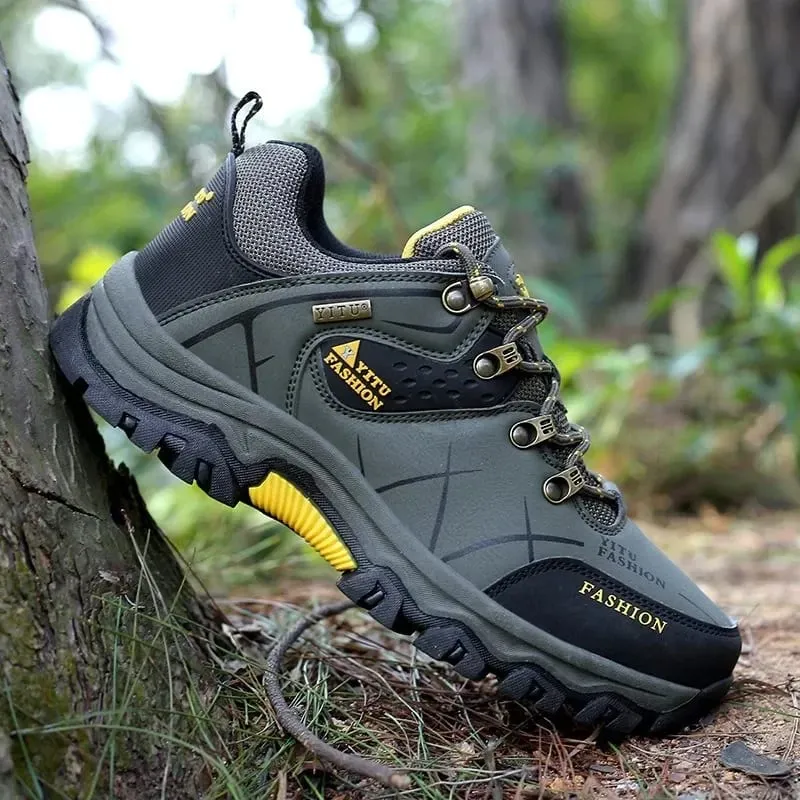 New Leather Sneakers Breathable Men Casual Shoes Comfortable Walking Shoes Non-Slip Outdoors Hiking Shoes Fashion — image 2