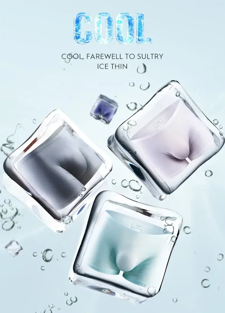 Ice silk underwear men's seamless ultra-thin transparent boxer shorts sexy one piece summer breathable youth tide four corners — image 2