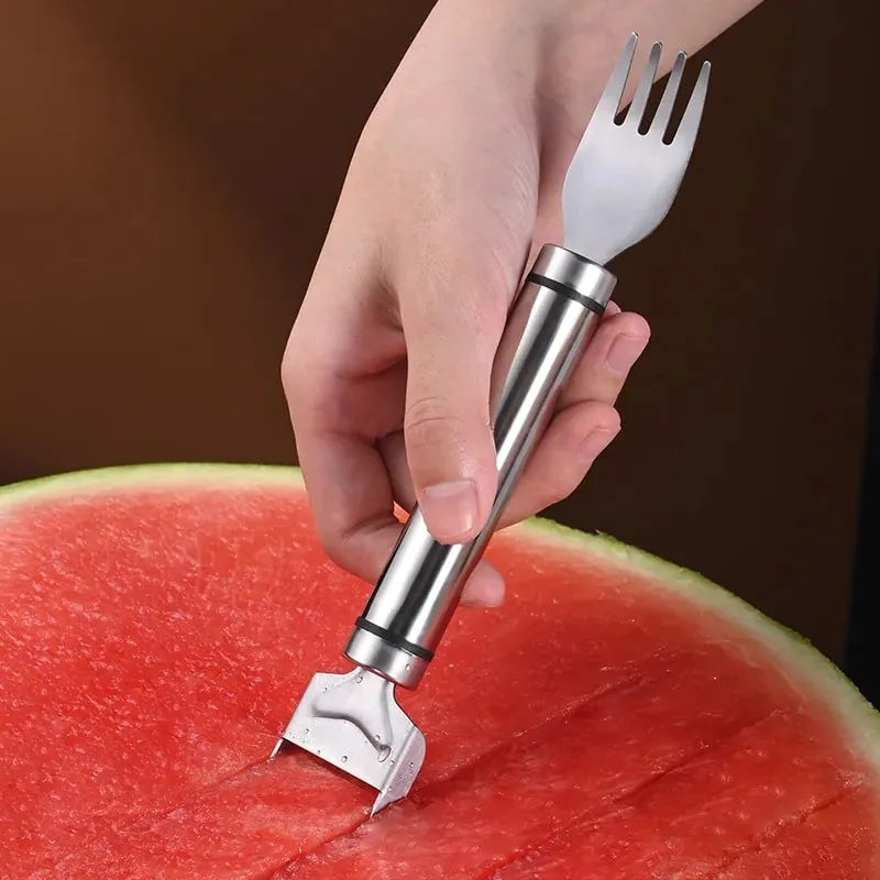 Stainless Steel Watermelon Cutting Tool Functional Watermelon Fork Slicer Slicing Tool for Melons Fruit Fork Kitchen Gadgets — image 3