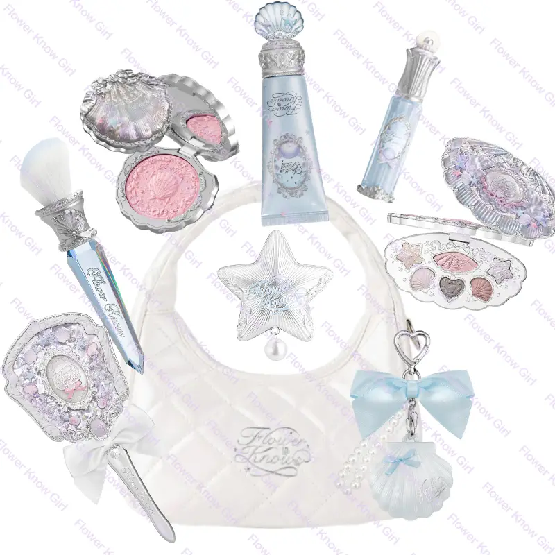 Makeup Flower Knows Shell's Jewel Mermaid Glow Set Eyeshadow Palette Blush Lip Gloss Makeup Bag Matte Glow Shimmer Primer Kit — image 2